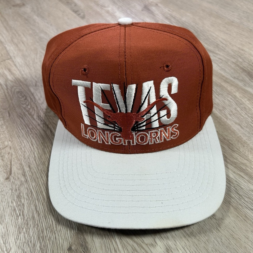VTG Texas Longhorns Snapback Hat College Signatures White Orange Cap